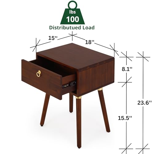 Caden Solid Wood Nightstand (Caden Nightstand / Nightstand / Walnut)
