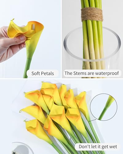 12pcs Large Calla Lily Artificial Flowers (Yellow-orange Edge)