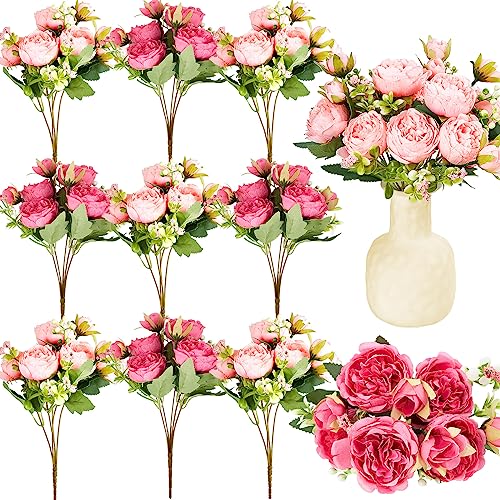 Artificial Peonies Flowers (Rosy Red, Pink)