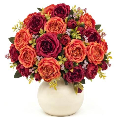 Fall Peonies Artificial Flowers 12 Bouquets (Autumn Colors)