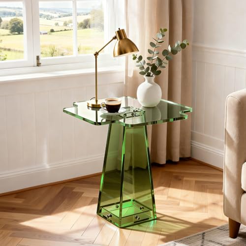 Acrylic Side Table Nightstand (Green / 19.7“×19.7“×20”)
