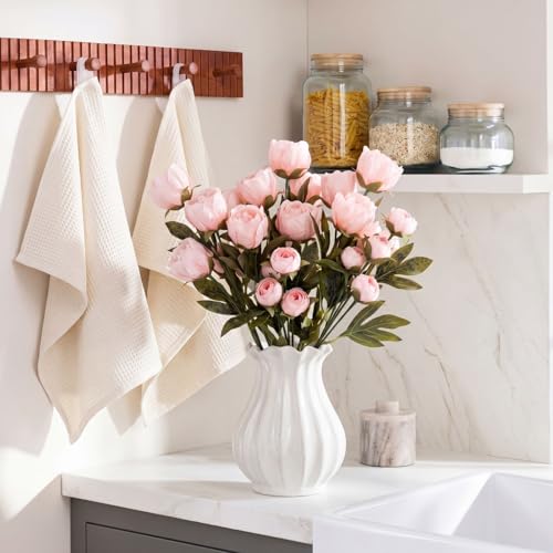 Faux Silk Peony Artificial Flowers Stem for Vase (Pink)