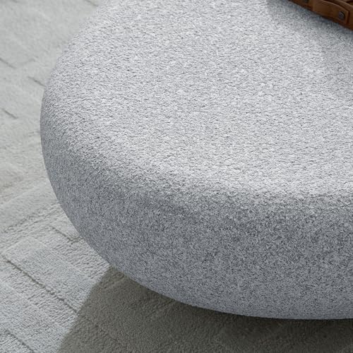 55" Fiberglass Elliptical Matte Rocks Coffee Table with Round Edge Design (Rock Grey / 55"(Elliptical))