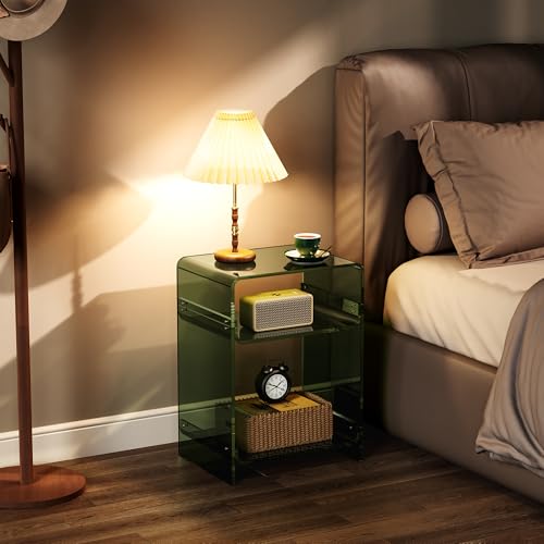 Acrylic Record Player Table with Storage Shelf (Green / Medium)