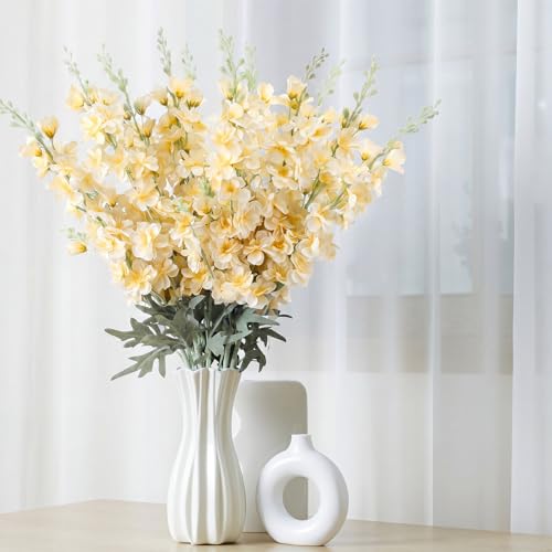 24 Pcs Champagne Delphinium Artificial Flower Bulk (34.25" / Champagne)