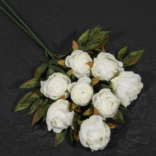 8 PCS 18" Faux Peonies Artificial Flowers Silk Flowers for Vase (White / 8P)