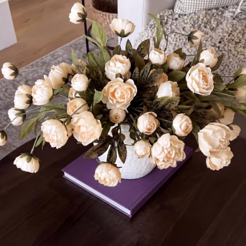 Faux Silk Peony Artificial Flowers Stem for Vase (Light)