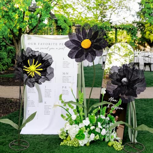 3 Pcs Halloween Black Giant Artificial Flowers for Decoration (Black / Classic)