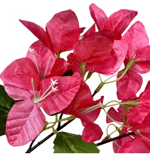 Pack of 16 Artificial Bougainvillea Flower Stems Silk Bougainvillea Long Branches Full Blossoms for Home Wedding Table Centerpiece Shower Event Backdrop Indoor Outdoor Decorations (Fuchsia)