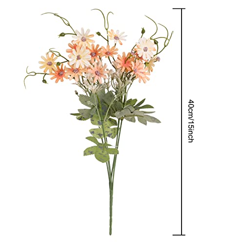 Artificial Flowers Wildflowers Silk Daisy Spring Fake Daisies Decoration Summer UV Resistant Colorful Mixed Bundles Faux Greenery Outdoor Plant Stem Filler for Home Decor Indoor Floral Arrangements (02 Champagne)